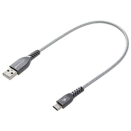 TECHGEAR USB C Kabel 30 cm Typ C Geflochtene Ladekabel und Synchronisation Kabel Kompatible mit Samsung Tab A9/A9 Plus 11, Tab A8 10.5, Tab A7, S6 Lite, Tab S7 S8 S9 FE/Plus/Ultra - Silber von TECHGEAR