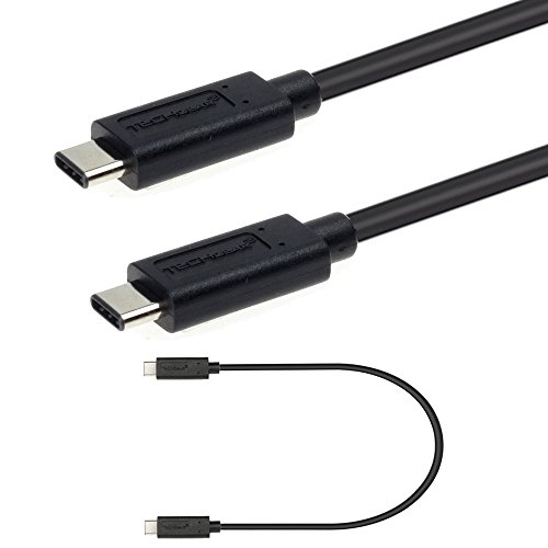 TECHGEAR USB C auf USB C Kabel 30 cm (10 Gbit/s / 3A) Kompatible mit Samsung Galaxy S24, S23, S22 S21 S20 FE/Plus/Ultra S10, S9, A12 A13 A14 A22 A23 A32 A33 5G, A02s, A03s, A52 A53 A54 5G - Schwarz von TECHGEAR