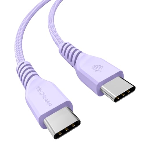 "TECHGEAR“ USB-C-auf-USB-C-Ladekabel, 60 W, STARK, geflochtenes C-auf-C-Kabel, Schnellladung, Typ-C-Datenkabel, kompatibel mit iPhone 15, iPad Pro 2022, MacBook Pro, Samsung S24/S23/S22/S21/A54/A14/A von TECHGEAR