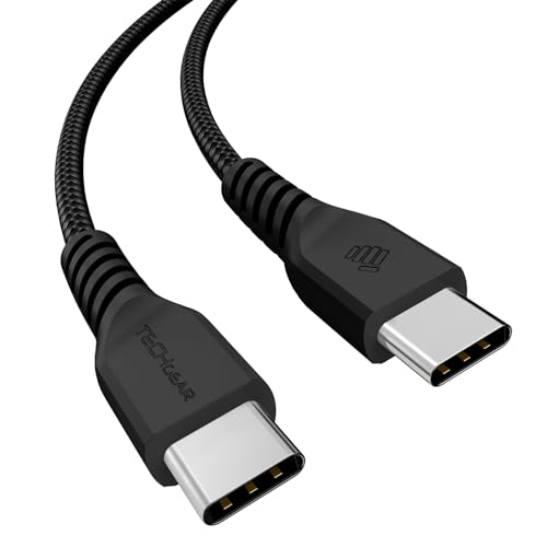 TECHGEAR USB C auf USB C kabel (30cm) 60W Geflochtenes Typ C Ladekabel, Schnelllade Datenkabel, kompatibel mit iPhone 15, iPad Pro, MacBook Pro, Samsung S24/S23/A14/A15/A04s/A05s/A25/A35/A54/A55/5G von TECHGEAR