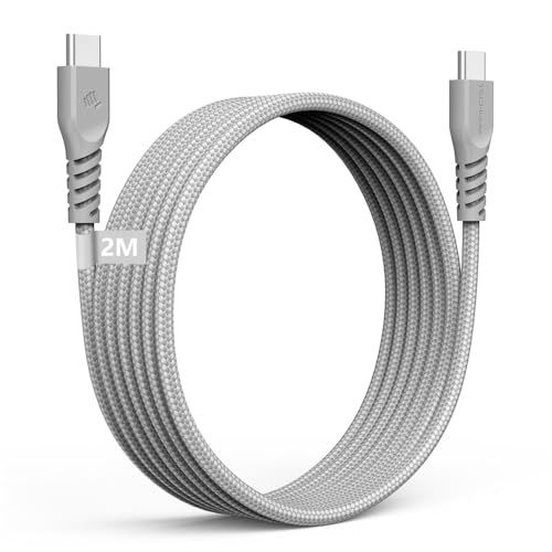 TECHGEAR USB C auf USB C kabel (2 Meter) 60W Geflochtenes Typ C Ladekabel, Schnelllade Datenkabel, kompatibel mit iPhone 15, iPad Pro, MacBook Pro, Samsung S24/S23/A14/A15/A05s/A25/A35/A54/A55/5G von TECHGEAR