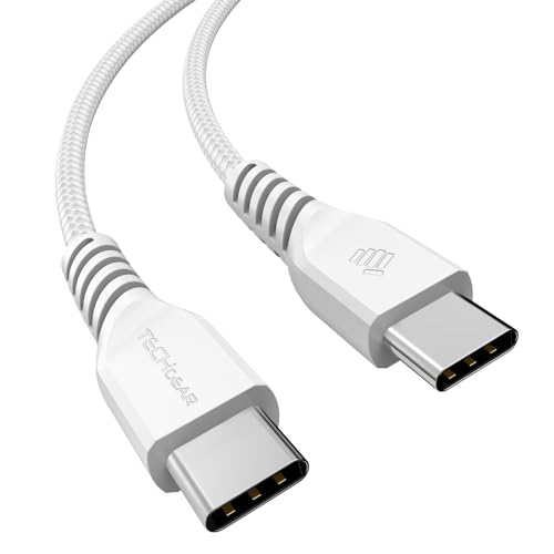 TECHGEAR USB C auf USB C kabel (30cm) 60W Geflochtenes Typ C Ladekabel, Schnelllade Datenkabel, kompatibel mit iPhone 15, iPad Pro, MacBook Pro, Samsung S24/S23/A14/A15/A04s/A05s/A25/A35/A54/A55/5G von TECHGEAR