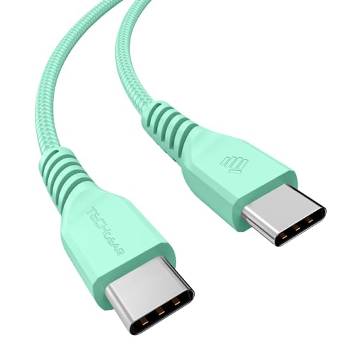 TECHGEAR USB C auf USB C kabel (30cm) 60W Geflochtenes Typ C Ladekabel, Schnelllade Datenkabel, kompatibel mit iPhone 15, iPad Pro, MacBook Pro, Samsung S24/S23/A14/A15/A04s/A05s/A25/A35/A54/A55/5G von TECHGEAR