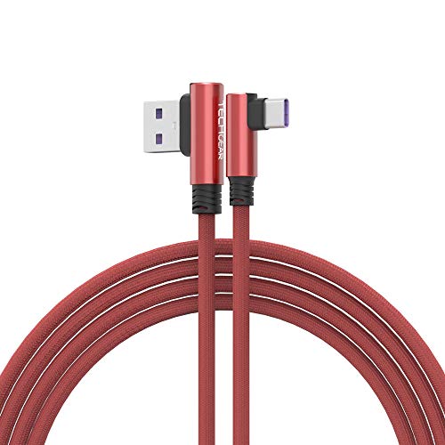 TECHGEAR USB C kabel, [1.5M] USB C 90 Grad rechtwinkliges kabel passt Samsung Note 20, Note 10/9/8/7, Tab A7, Tab A8 10.5, Tab A9 / A9 Plus, Tab S6 Lite, Tab S7, Tab S8, Tab S9, FE, usw von TECHGEAR
