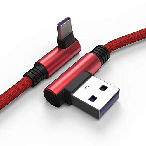 TECHGEAR USB C kabel, [1M] USB C 90 Grad rechtwinkliges kabel passt Samsung Note 20, Note 10/9/8/7, Tab A7, Tab A8 10.5, Tab A9 / A9 Plus, Tab S6 Lite, Tab S7, Tab S8, Tab S9, FE, usw von TECHGEAR