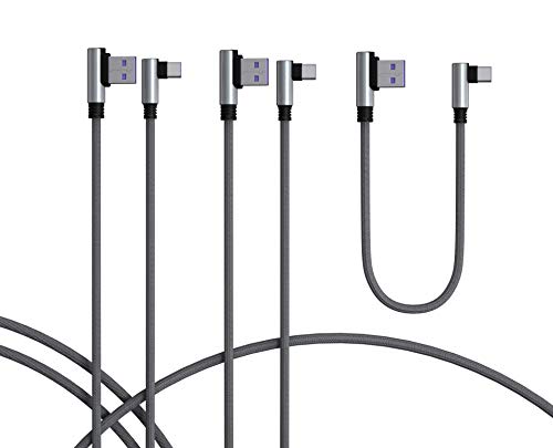 TECHGEAR USB C kabel [3 Stück] USB C 90 Grad rechtwinkliges reversibles kabel passt Huawei P40, P30, Moto, Samsung S24 S23 S22 S21 FE Plus Ultra Modelle, A15 A14 A24 A25 A54 A55 5G A05s, Pixel 8, usw von TECHGEAR