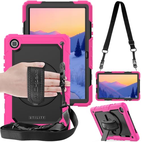 TECHGEAR Utility Hülle Kompatibel mit Samsung Galaxy Tab A7 10.4 (SM-T500/SM-T505) Robust Stoßfest Outdoor Schutzhülle mit 360 Grad Schwenkständer, Hand Schultergurt - Eingebaut Bildschirm -Rosa von TECHGEAR