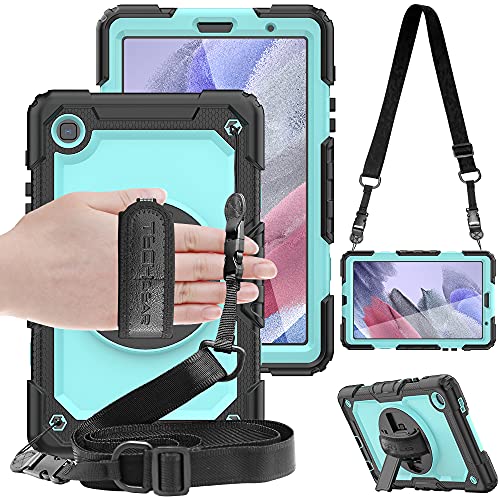 TECHGEAR Utility Hülle Kompatibel mit Samsung Galaxy Tab A7 Lite 8.7 (SM-T220/SM-T225) Robust Stoßfest Outdoor Schutzhülle mit 360 Grad Schwenkständer, Hand Schultergurt, Eingebaut Bildschirm -Aqua von TECHGEAR