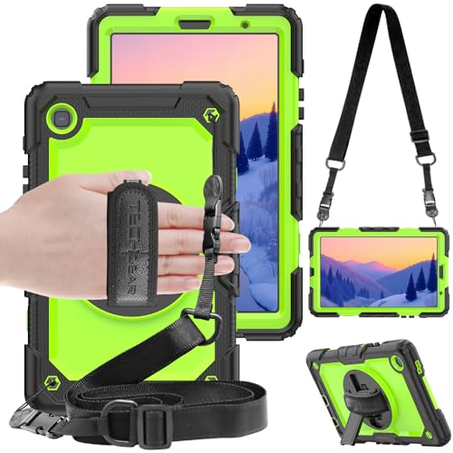TECHGEAR Utility Hülle Kompatibel mit Samsung Galaxy Tab A7 Lite 8.7 (SM-T220/SM-T225) Robust Stoßfest Outdoor Schutzhülle mit 360 Grad Schwenkständer, Hand Schultergurt, Eingebaut Bildschirm -Grün von TECHGEAR