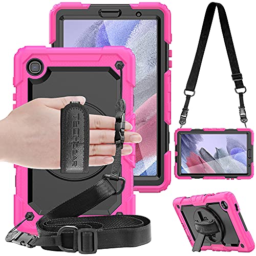 TECHGEAR Utility Hülle Kompatibel mit Samsung Galaxy Tab A7 Lite 8.7 (SM-T220/SM-T225) Robust Stoßfest Outdoor Schutzhülle mit 360 Grad Schwenkständer, Hand Schultergurt, Eingebaut Bildschirm -Rosa von TECHGEAR