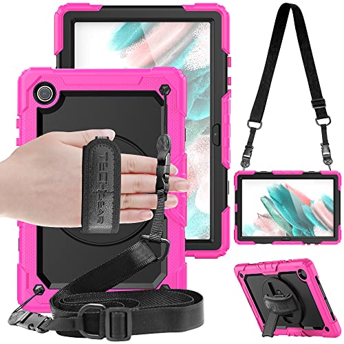 TECHGEAR Utility Hülle Kompatibel mit Samsung Galaxy Tab A8 10.5 (SM-X200/SM-X205) Robust Stoßfest Outdoor Schutzhülle mit 360 Grad Schwenkständer, Hand Schultergurt, Eingebaut Bildschirm -Rosa von TECHGEAR