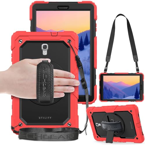 TECHGEAR Utility Hülle für Samsung Galaxy Tab A 10,5 Zoll [SM-T590 Serie] Robust Heavy Duty Stoßfeste Schutzhülle mit 360 Grad Schwenkständer Hand- und Schultergurt mit eingebaut Bildschirm -Rot von TECHGEAR