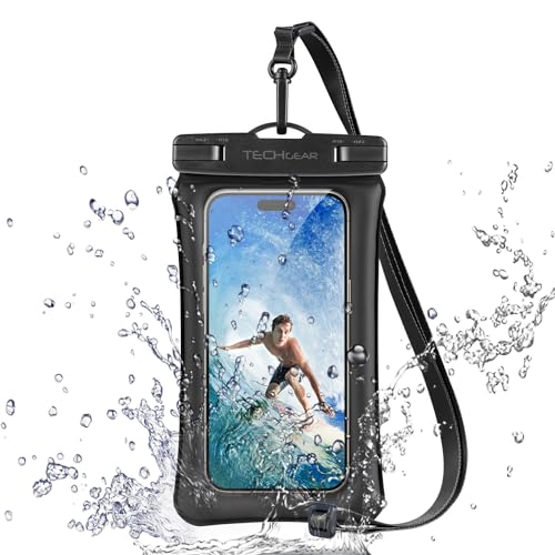 TECHGEAR Wasserdichte Handytasche, IPX8 schwimmende Hülle zum Schwimmen, wasserdichte Handytasche mit Umhängeband, kompatibel mit iPhone 16e, 16, 15, 14, 13, Samsung Galaxy S25, S24, S23, S22+, S21 TECHGEAR Wasserdichte Handytasche, IPX8 schwimmende Hülle zum Schwimmen, wasserdichte Handytasche mit Umhängeband, kompatibel mit iPhone 16e, 16, 15, 14, 13, Samsung Galaxy S25, S24, S23, S22+, S21 von TECHGEAR