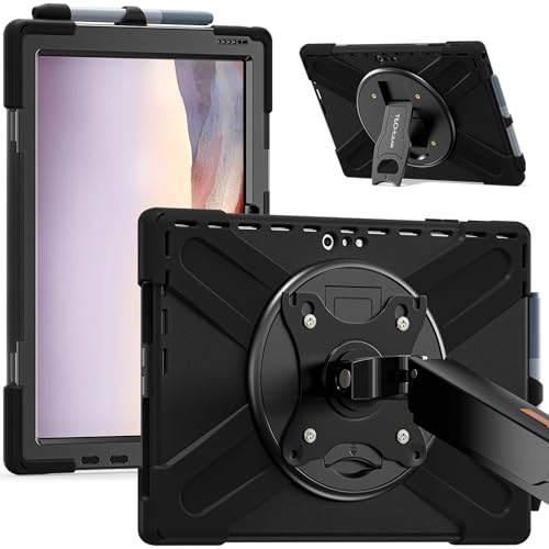 TECHGEAR X-Case mit VESA 75 x 75 mm Löchern für Microsoft Surface Pro 7/7 Plus/Pro 6/Pro 5/Pro 4, 12,3 Zoll, robuste, stoßfeste Schutzhülle mit 360° drehbarer Ständerhalterung von TECHGEAR