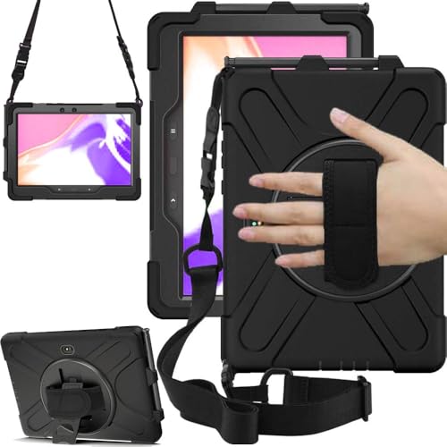 TECHGEAR X Hülle Kompatibel mit Samsung Galaxy Tab Active Pro 4 2022, Active Pro 10,1 2019 (SM-T540/T545/T630/T636) Robust Stoßfest Outdoor Schutzhülle mit 360 Grad Schwenkständer, Hand Schultergurt von TECHGEAR