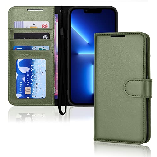 TECHGEAR iPhone 13 Pro Max Hülle Leder - PU Leder Flip Hülle Schutzhülle Ledertasche Brieftasche mit Ständer und Handschlaufe - Grün, Kompatibel mit iPhone 13 Pro Max TECHGEAR iPhone 13 Pro Max Hülle Leder - PU Leder Flip Hülle Schutzhülle Ledertasche Brieftasche mit Ständer und Handschlaufe - Grün, Kompatibel mit iPhone 13 Pro Max von TECHGEAR