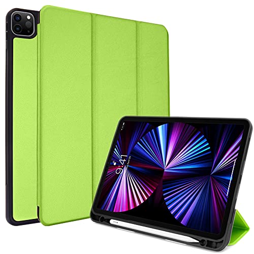 TECHGEAR iPad Pro 12,9 Zoll 2021 Smart Case [Pencil kompatibel] Slim Smart Case Fold Stand Cover mit Eckenschutz [Auto Wake/Sleep] für iPad Pro 12,9 Zoll 5th Generation / 2021 - Grün von TECHGEAR