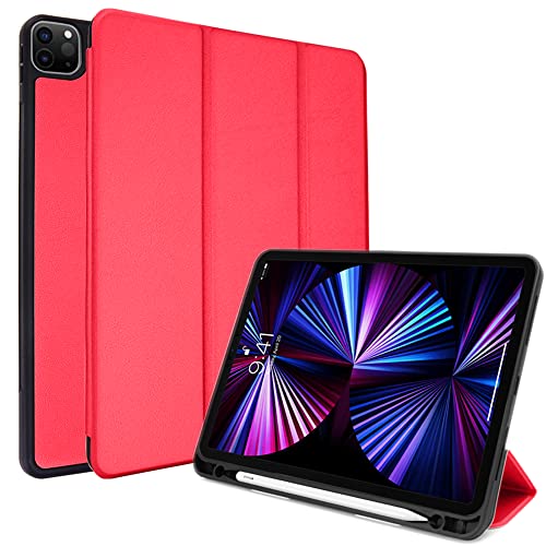 TECHGEAR iPad Pro 12,9 Zoll 2022/2021 Smart Case [Pencil kompatibel] Slim Smart Case Fold Stand Cover mit Eckenschutz [Auto Wake/Sleep] für iPad Pro 12,9 Zoll 6. & 5. Generation – Rot von TECHGEAR