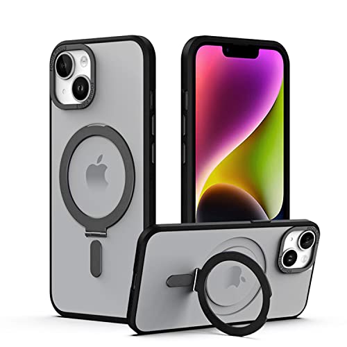 TECHGEAR iPhone 14 Plus Hülle mit Ständer [Fusion Armor Ring] Premium Hybrider Robuster Schutz Case mit Magnetisch Ständer Kompatibel mit MagSafe für iPhone 14 Plus - Schwarz von TECHGEAR