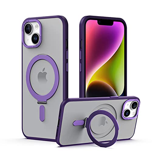 TECHGEAR iPhone 14 Pro Hülle mit Ständer [Fusion Armor Ring] Premium Hybrider Robuster Schutz Case mit Magnetisch Ständer Kompatibel mit MagSafe für iPhone 14 Pro - Lila von TECHGEAR