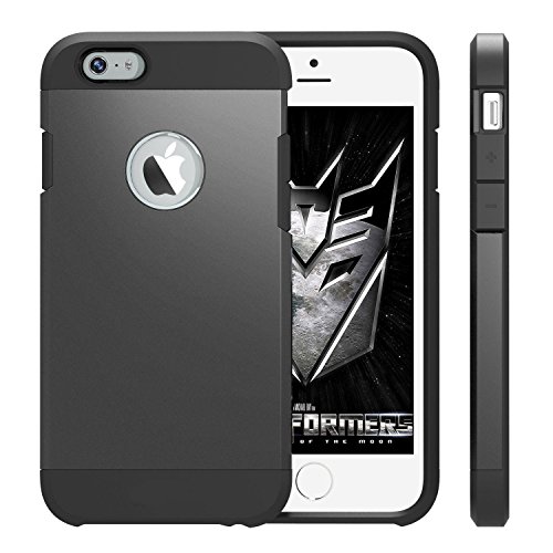 TECHGEAR iPhone 6S iPhone 6 - Tough Armor Zweischichtige, Dual-Layer Schutz mit Metall Schiefer, (Ausschnitt für Logo) Robust Schutzhülle Case kompatibel mit Apple iPhone 6S iPhone 6 - Schwarz von TECHGEAR