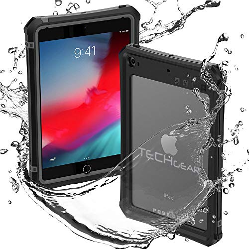 TECHGEAR wasserdichte Hülle für iPad Mini 2019 [5. Gen] iPad Mini 4 (Poseidon Case) Schlanke Robuste Rüstung Stoßfest, Wasserdicht Hülle mit eingebauter Displayschutzfolie + Ständer & Umhängeband von TECHGEAR
