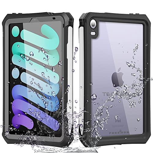 TECHGEAR wasserdichte Hülle für iPad mini 7, Mini 6 (7. / 6. Generation (Poseidon Case) Schlanke Robuste Rüstung Stoßfest, Wasserdicht Hülle mit eingebauter Displayschutzfolie, Ständer, Umhängeband von TECHGEAR