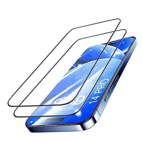 TECHKUN [2 Stück] 3D Schutzfolie für iPhone 14 Pro，Schutzfolie kompatibel mit iPhone 14 Pro - Schwarz，6.1 Zoll von TECHKUN