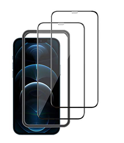TECHKUN Schutzglas Schutzfolie für iPhone 12 Pro Max (6,7'') [2 Stück], 3D Full Screen Schutzglas für 12 Pro Max (6,7 Zoll) von TECHKUN