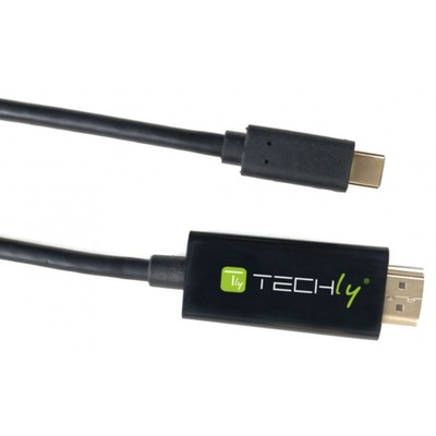 USB Typ C zu HDMI Alternate Kabel, 4K -- 2m, schwarz von TECHLY
