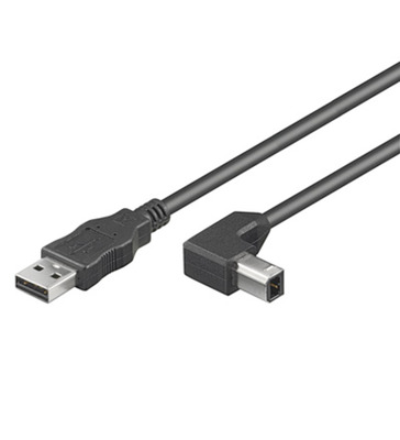 USB2.0 Anschlusskabel Stecker Typ A - -- Stecker Typ B 90° gewinkelt, 2,0 m von TECHLY