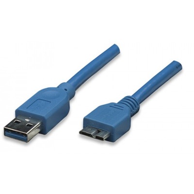 USB3.0 Anschlusskabel Stecker Typ A - -- Stecker Micro B, Blau 0,5 m von TECHLY