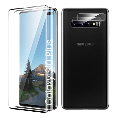 [2+2 Stück] Schutzfolie für Samsung Galaxy S10 Plus, Anti-Kratzen Schutzfolie Panzerfolie, Panzerfolie HD Clear Displayschutz, HD Fingerabdruck Kostenlos, Berührungsempfindlich von TECHO