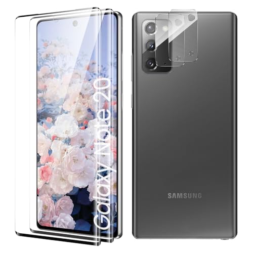 Displayschutzfolie für Samsung Galaxy Note 20, Fall Freundlich, Kante an Kante, Blasenfrei, Ultra-HD Schutzfolie Displayschutzfolie, 2 Stück Schutzfolie und 2 Stück Kameraschutz von TECHO