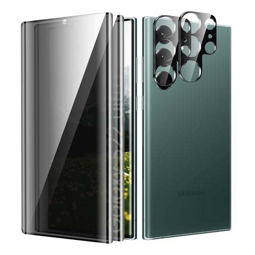 Sichtschutz Schutzfolie für FK-Samsung Galaxy S22 Ultra, [2 Stück] Anti Spy Displayschutzfolie, Blasenfrei Privatsphäre Schutzfolie, Hüllenfreundlich Privacy Schutzfolie, 9H Härte von TECHO