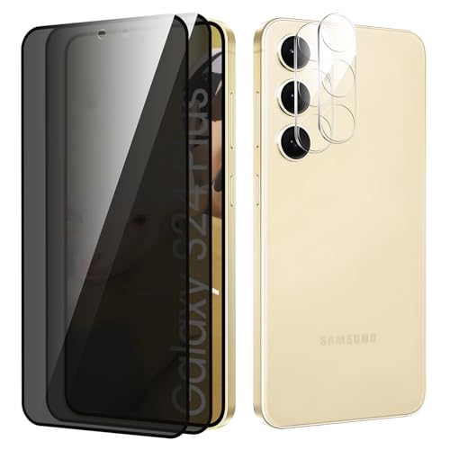 Sichtschutz Schutzfolie für Samsung Galaxy S24 Plus, [2 Stück] Blasenfrei Privatsphäre Schutzfolie, Anti Spy Displayschutzfolie, Hüllenfreundlich Privacy Schutzfolie, 9H Härte von TECHO