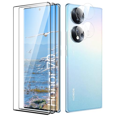TECHO [2+2 Stück] Schutzfolie für Honor 70, Panzerfolie HD Clear Displayschutz, Anti-Kratzen Schutzfolie Panzerfolie, HD Fingerabdruck Kostenlos, Berührungsempfindlich von TECHO