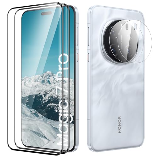 TECHO [2+2 Stück] Schutzfolie für Honor Magic 7 Pro, Panzerfolie HD Clear Displayschutz, HD Fingerabdruck Kostenlos, Anti-Kratzen Schutzfolie Panzerfolie, Berührungsempfindlich von TECHO