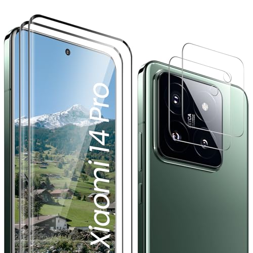 TECHO [2+2 Stück] Schutzfolie für Xiaomi 14 Pro, Panzerfolie HD Clear Displayschutz, HD Fingerabdruck Kostenlos, Anti-Kratzen Schutzfolie Panzerfolie, Berührungsempfindlich von TECHO