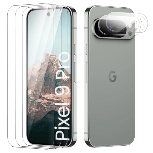 TECHO [3+2 Stück] Schutzfolie für Google Pixel 9 Pro, Panzerfolie HD Clear Displayschutz, Anti-Kratzen Schutzfolie Panzerfolie, HD Fingerabdruck Kostenlos, Berührungsempfindlich von TECHO