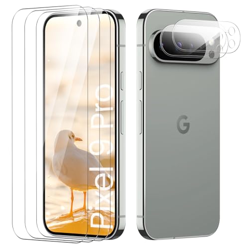 TECHO Displayschutzfolie für Google Pixel 9 Pro, Blasenfrei, Fall Freundlich, Kante an Kante, Ultra-HD Schutzfolie Displayschutzfolie, 3 Stück Schutzfolie und 2 Stück Kameraschutz TECHO Displayschutzfolie für Google Pixel 9 Pro, Blasenfrei, Fall Freundlich, Kante an Kante, Ultra-HD Schutzfolie Displayschutzfolie, 3 Stück Schutzfolie und 2 Stück Kameraschutz von TECHO