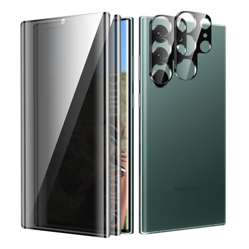 TECHO Privacy Displayschutzfolie für Samsung Galaxy S22 Ultra, Anti-Spionage-Displayschutzfolie, [Blasenfrei], [hüllenfreundlich] [Anti-Kratzer] Privatsphäre Panzerglasfolie, 2+2 Pack von TECHO