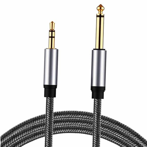 TECHZOCO 6,35-mm-Stereo-Klinkenstecker TS Mono auf 3,5-mm-TRS-Klinkenkabel, 3,5-mm-Stereo-Klinkenstecker auf 6,35-mm-Mono-Klinkenstecker, vergoldet, geeignet für Verstärker und Mixer, Nylonkabel, 1 m TECHZOCO 6,35-mm-Stereo-Klinkenstecker TS Mono auf 3,5-mm-TRS-Klinkenkabel, 3,5-mm-Stereo-Klinkenstecker auf 6,35-mm-Mono-Klinkenstecker, vergoldet, geeignet für Verstärker und Mixer, Nylonkabel, 1 m von TECHZOCO