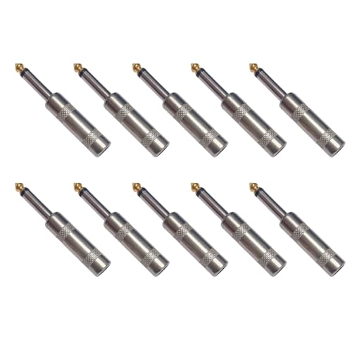 10 x 1/4-Zoll-TS-Stecker auf 1/4-Zoll-Klinkenstecker, Mono-Stecker, 1/4-Zoll-Mono-Buchse, Audio-Mikrofon-Stecker, Adapterbuchse 10 x 1/4-Zoll-TS-Stecker auf 1/4-Zoll-Klinkenstecker, Mono-Stecker, 1/4-Zoll-Mono-Buchse, Audio-Mikrofon-Stecker, Adapterbuchse von TECKEEN