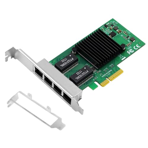 Gigabit-Ethernet-Karte mit 4 Anschlüssen und Low-Profile-Halterung für Intel I350-T4V2 I350-T4 von TECKEEN