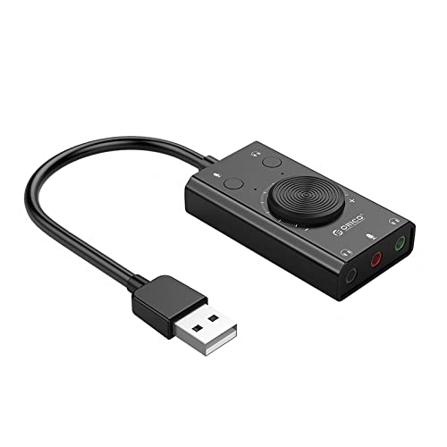 TECKEEN 2-in-1 Externe USB-Treiberfreie Soundkarte mit LED-Anzeige für Lautsprecher, Mikrofon, Kopfhörer, Plug&Play von TECKEEN