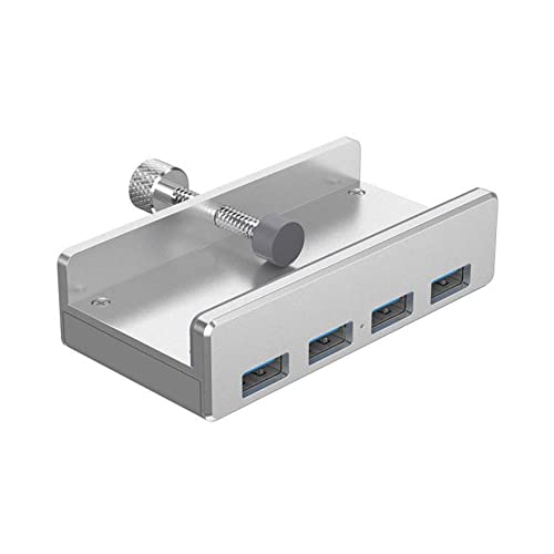 TECKEEN Mini-Hub mit 4 Anschlüssen, Aluminiumlegierung, USB 3.0, Hochgeschwindigkeit, bis zu 5 Gbit/s, Desktop-Clip-On-Design, Bereich 10–32 mm von TECKEEN