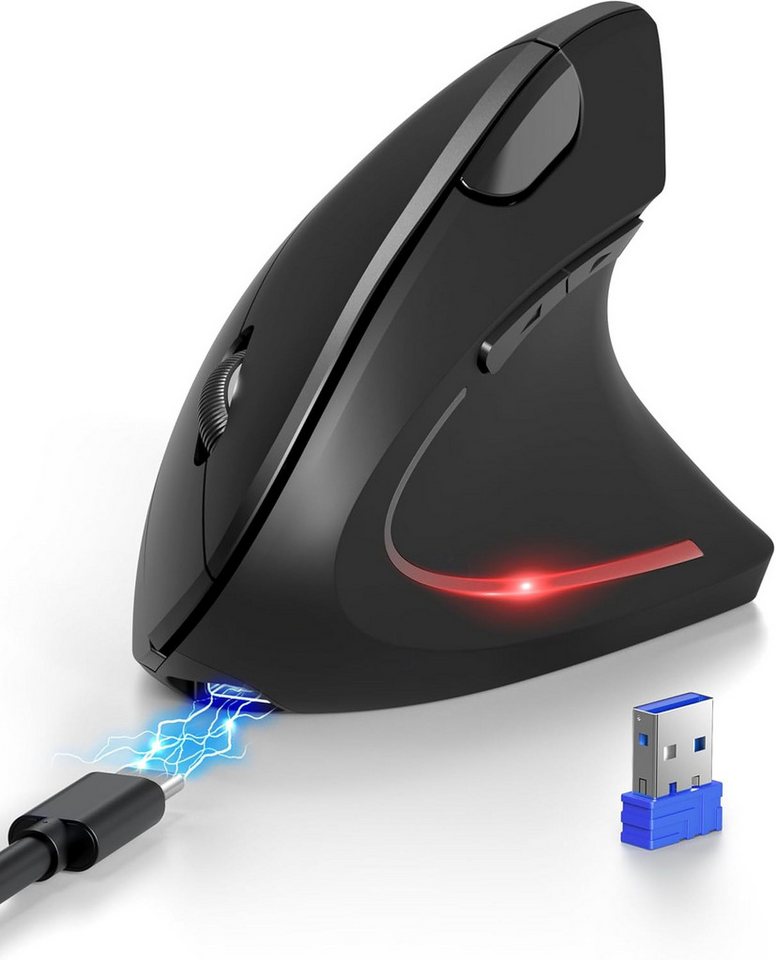 TECKNET (BT 5.0/3.0 +2.4G),6 Einstellstufen 4800 DPI, Optische Leise Vertikale Maus (Bluetooth, Hohe Präzision & Anpassbarkeit Tracking-Technologie mit 800–4800 DPI) von TECKNET