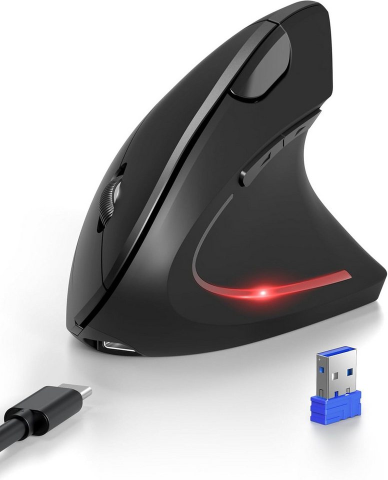 TECKNET (BT 5.0/3.0 +2.4G),6 Einstellstufen 4800 DPI, Optische Leise Vertikale Maus (Bluetooth, usb, Hohe Präzision & Anpassbarkeit Tracking-Technologie mit 800–4800 DPI) von TECKNET