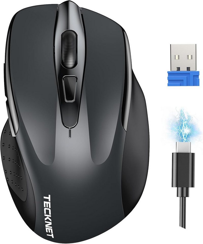 TECKNET 2,4-GHz-Funktechnologie bietet zuverlässige Verbindung bis 15 Meter Maus (USB, Anpassbare Präzision mit 6 DPI-Stufen (4800–800) ermöglichen Tracking) von TECKNET
